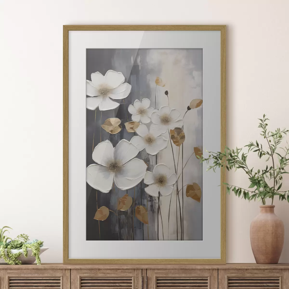 Poster Astrazione con fiori: imitazione di un dipinto f49078
