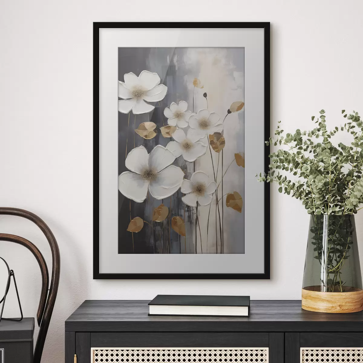 Poster Astrazione con fiori: imitazione di un dipinto f49078
