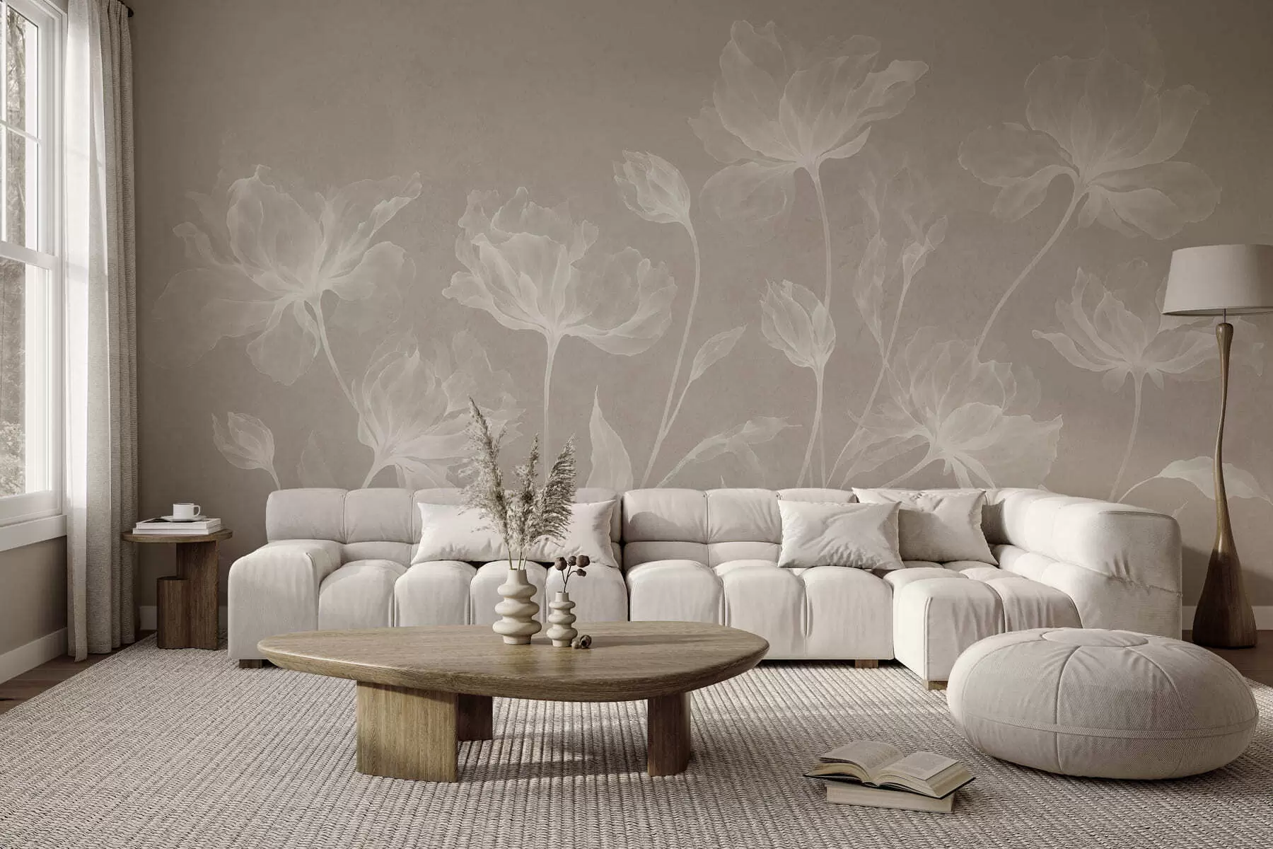 Carta da parati Floreale Fiori eleganti e vaporosi, con petali traslucidi disposti a strati su lunghi steli delicati n. w05579v1