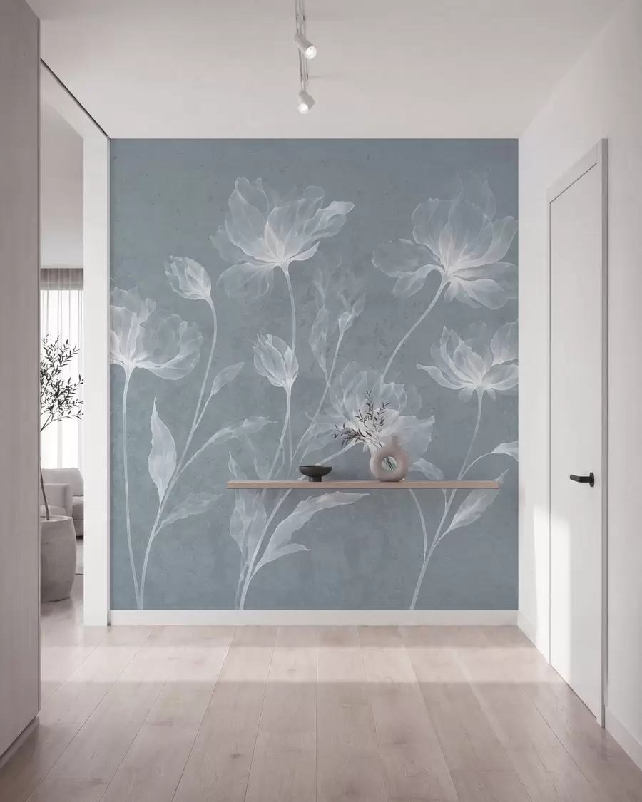 Carta da parati Floreale Fiori eleganti e vaporosi, con petali traslucidi disposti a strati su lunghi steli delicati n. w05579v2