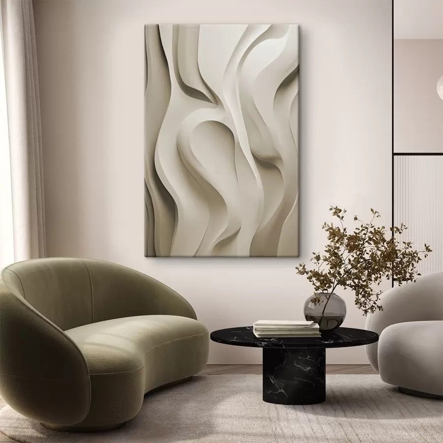 carta da parati Forme ondulate astratte color beige dalle curve morbide, arte moderna minimalista nr. s49149