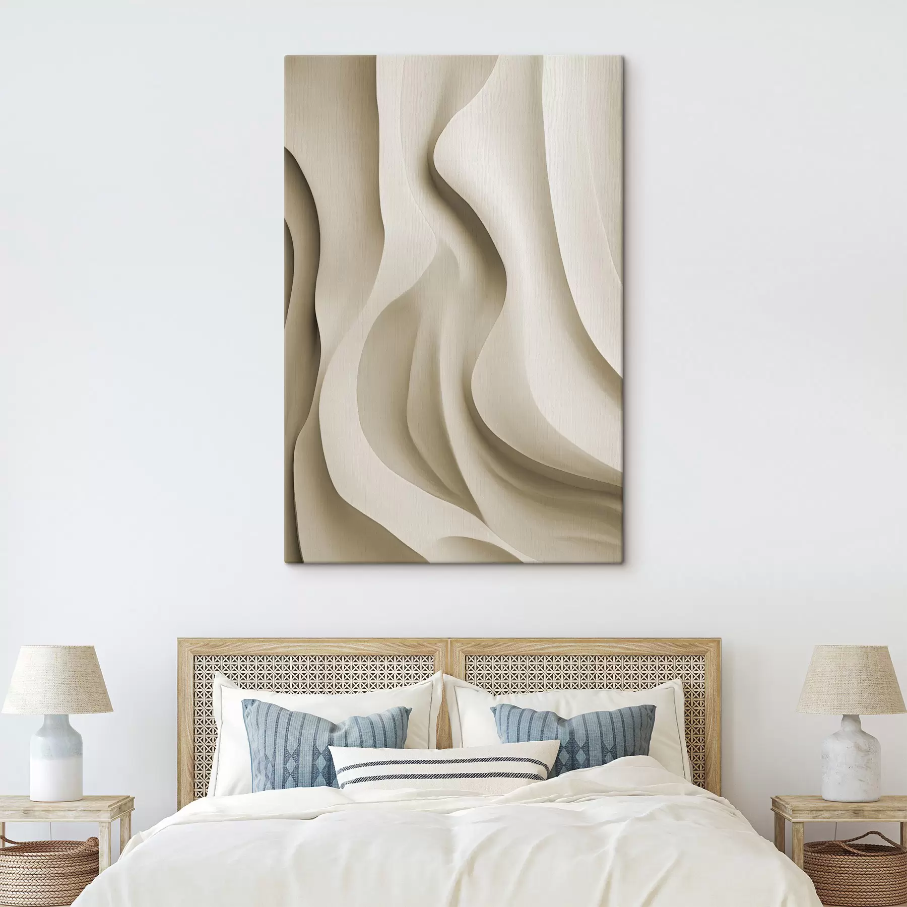 carta da parati Forme ondulate astratte color beige dalle curve morbide, arte moderna minimalista nr. s49150
