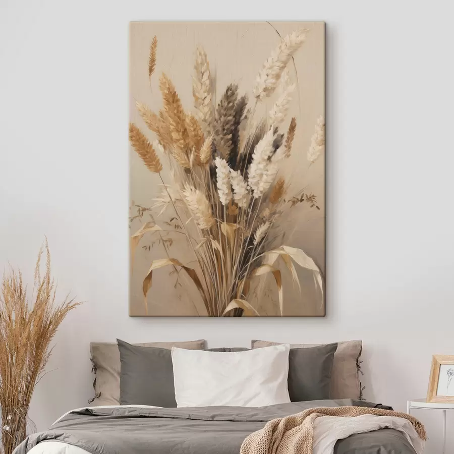 carta da parati Grano essiccato ed erba della pampa in varie tonalità di beige e marrone nr. s49163