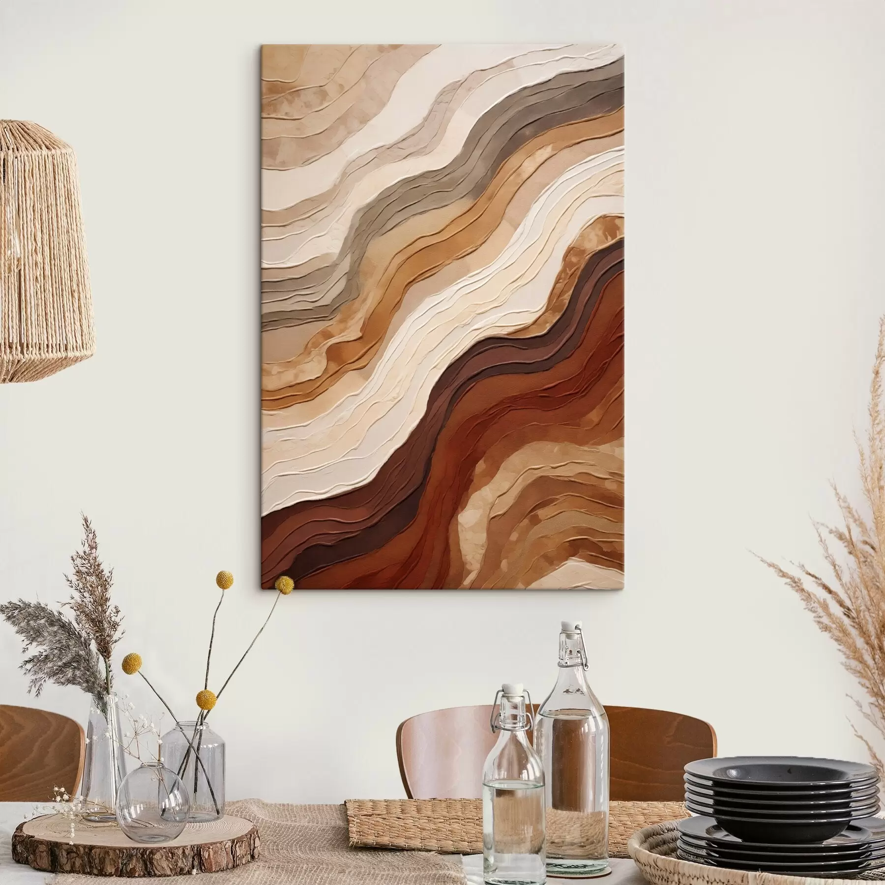 carta da parati Motivi astratti ondulati nei toni della terra, tra cui terracotta, beige e marrone nr. s49166