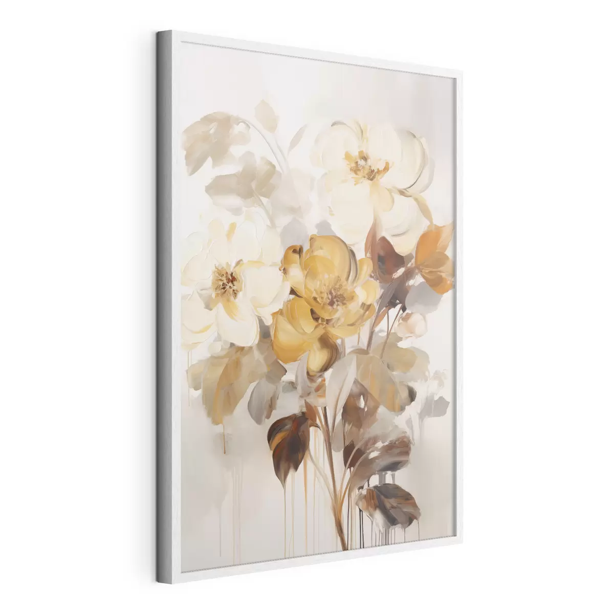 Poster Fiori astratti con foglie marroni, in stile pittorico e con pennellate f49146