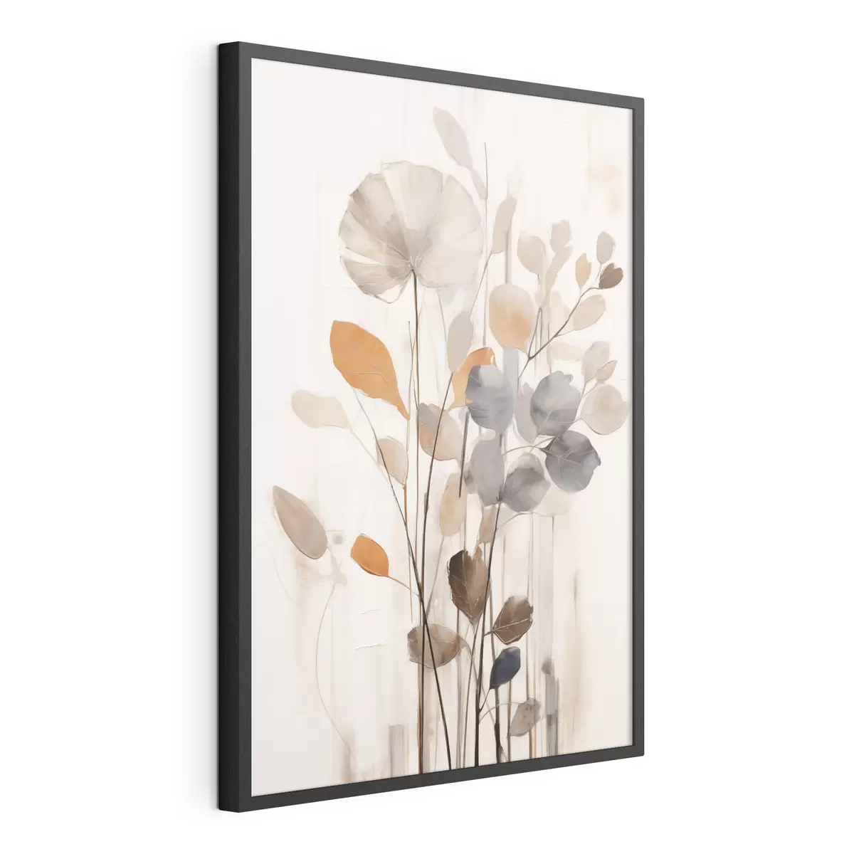 Poster Composizione floreale dai toni tenui dell'arancione e del grigio, arte astratta f49148