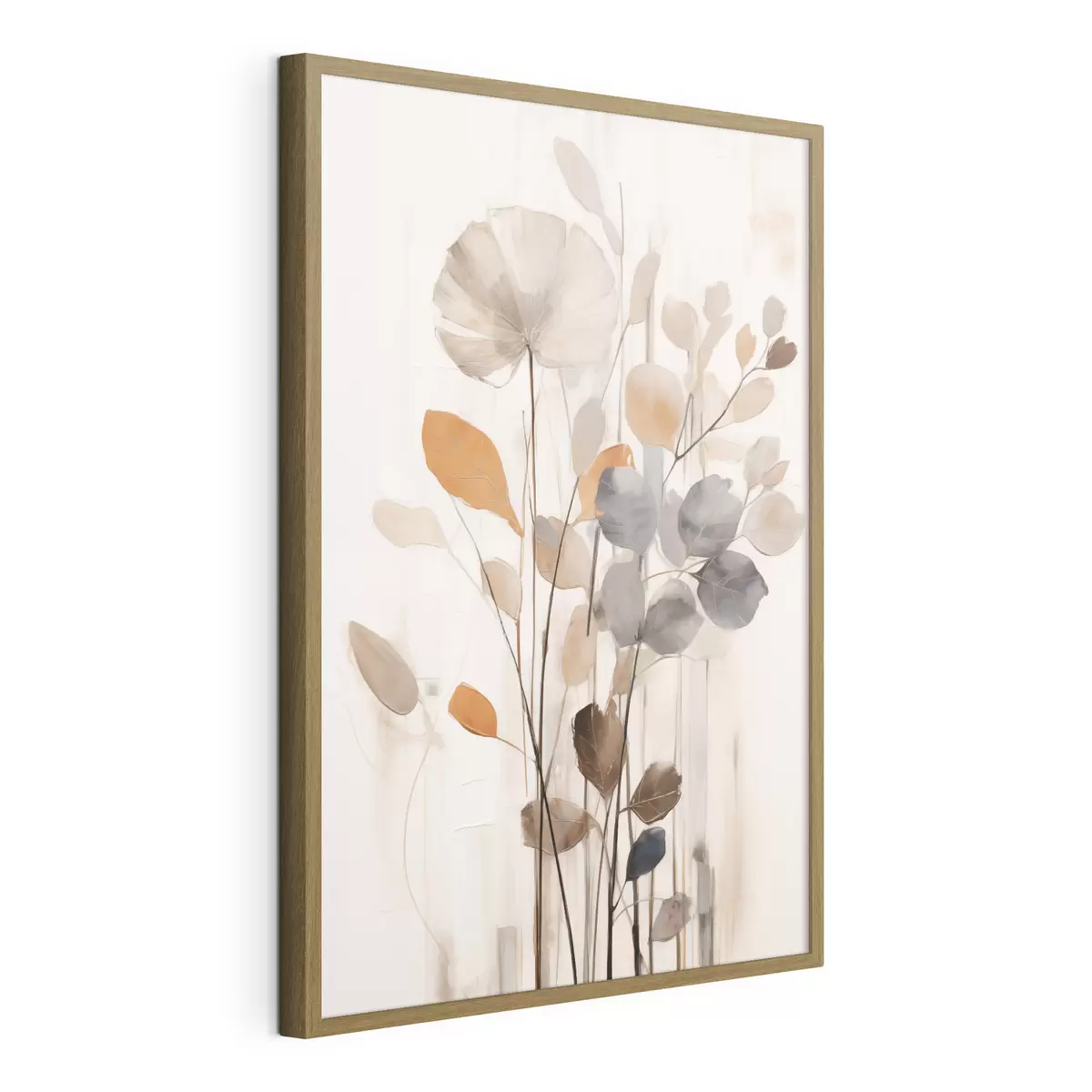 Poster Composizione floreale dai toni tenui dell'arancione e del grigio, arte astratta f49148