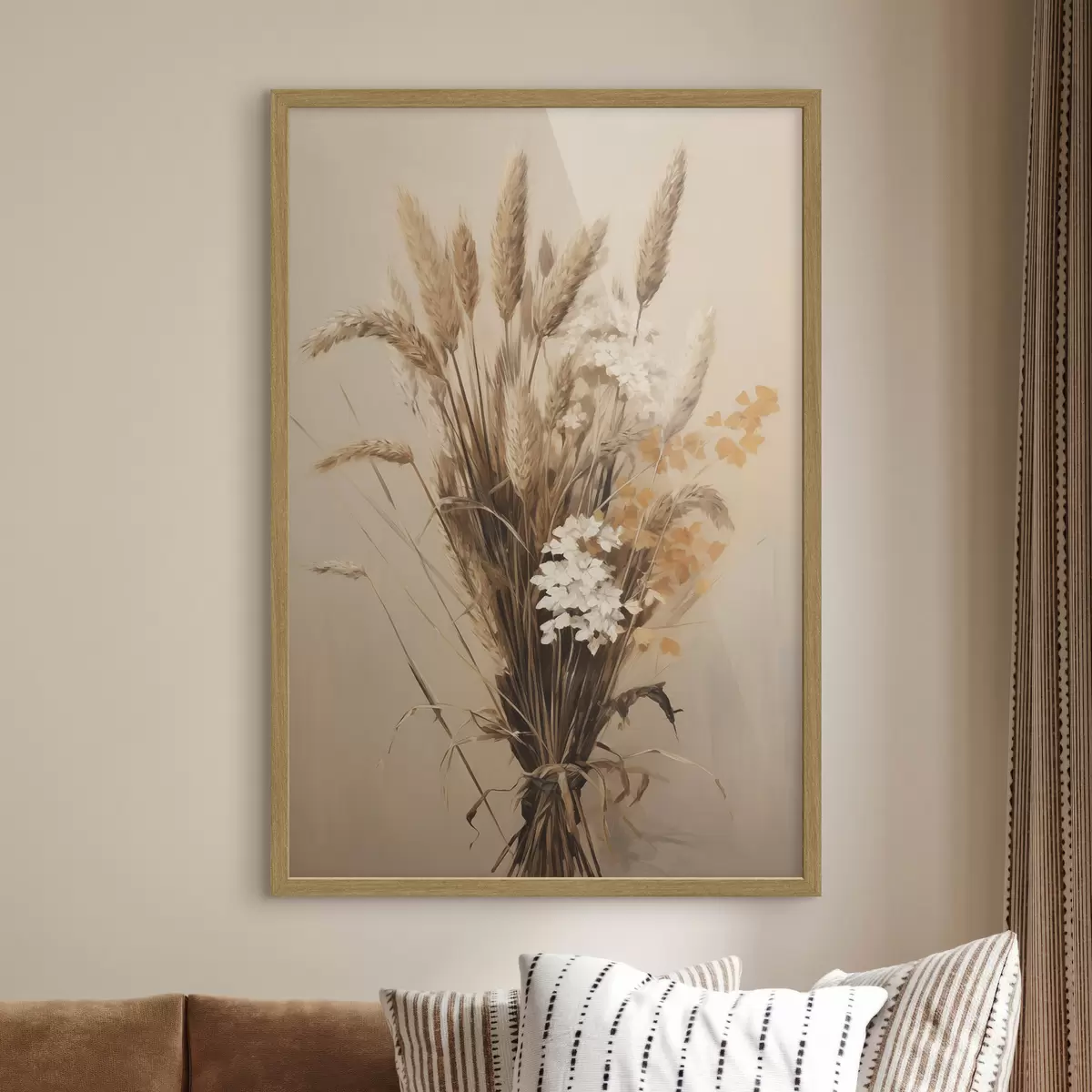 Poster Grano essiccato ed erba della pampa in varie tonalità di beige e marrone f49164