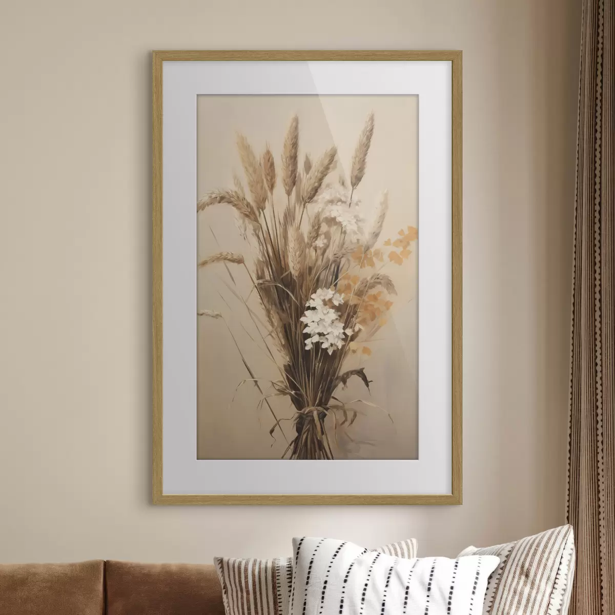 Poster Grano essiccato ed erba della pampa in varie tonalità di beige e marrone f49164