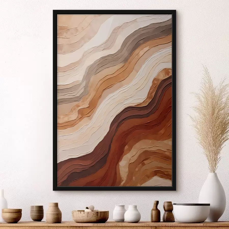 carta da parati Motivi astratti ondulati nei toni della terra, tra cui terracotta, beige e marrone nr. f49166