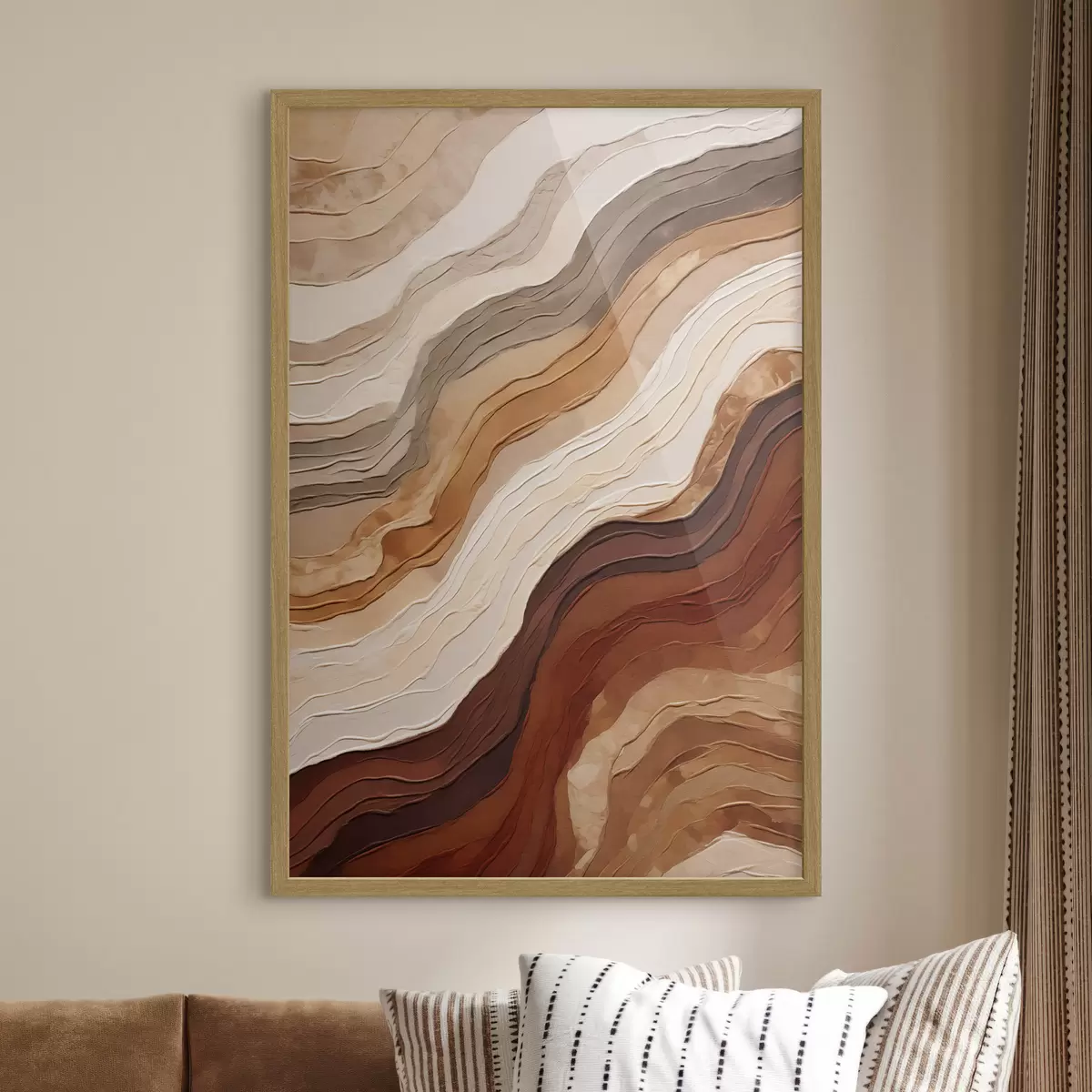 Poster Motivi astratti ondulati nei toni della terra, tra cui terracotta, beige e marrone f49166