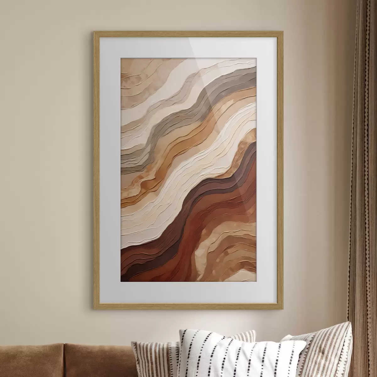 Poster Motivi astratti ondulati nei toni della terra, tra cui terracotta, beige e marrone f49166