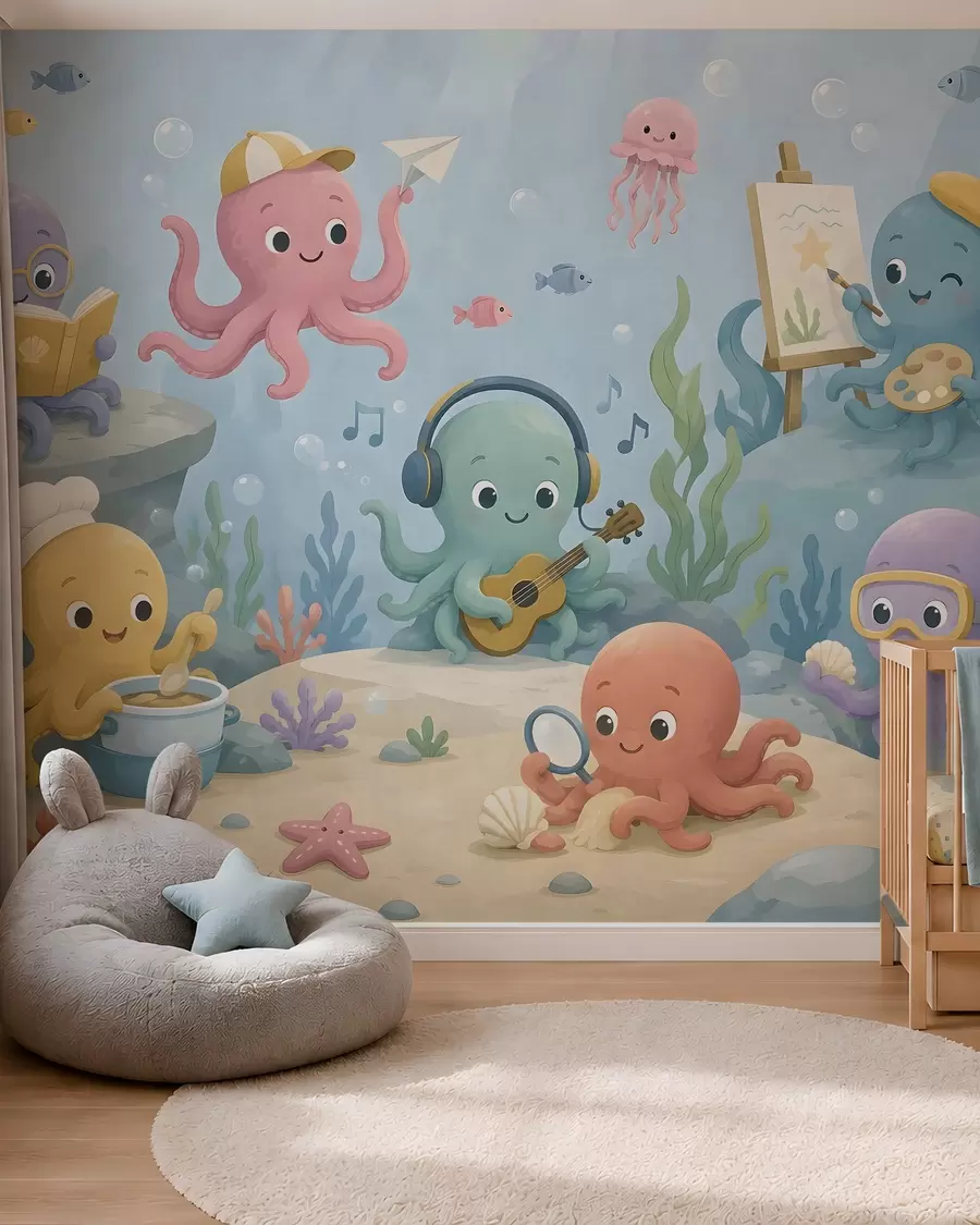 Carta da parati per Bambini Il club dei polpi creativi 
