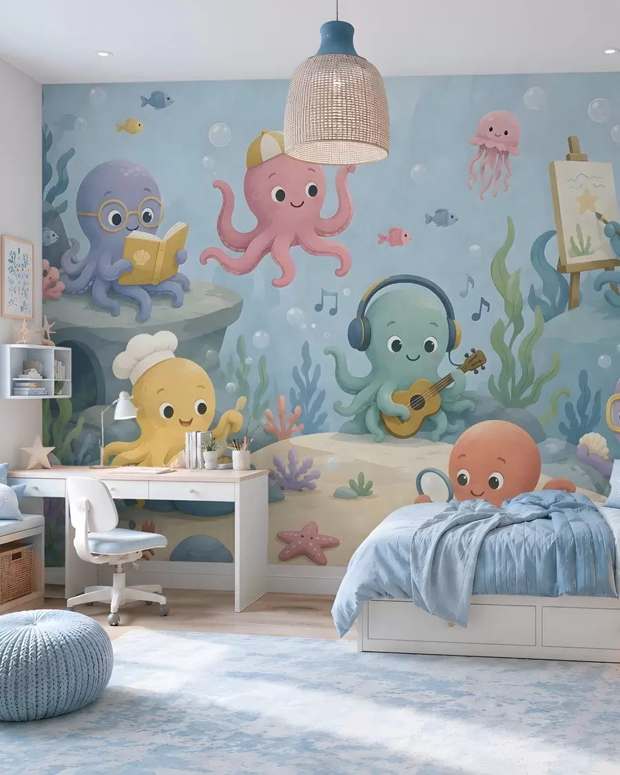 Carta da parati per Bambini Il club dei polpi creativi 