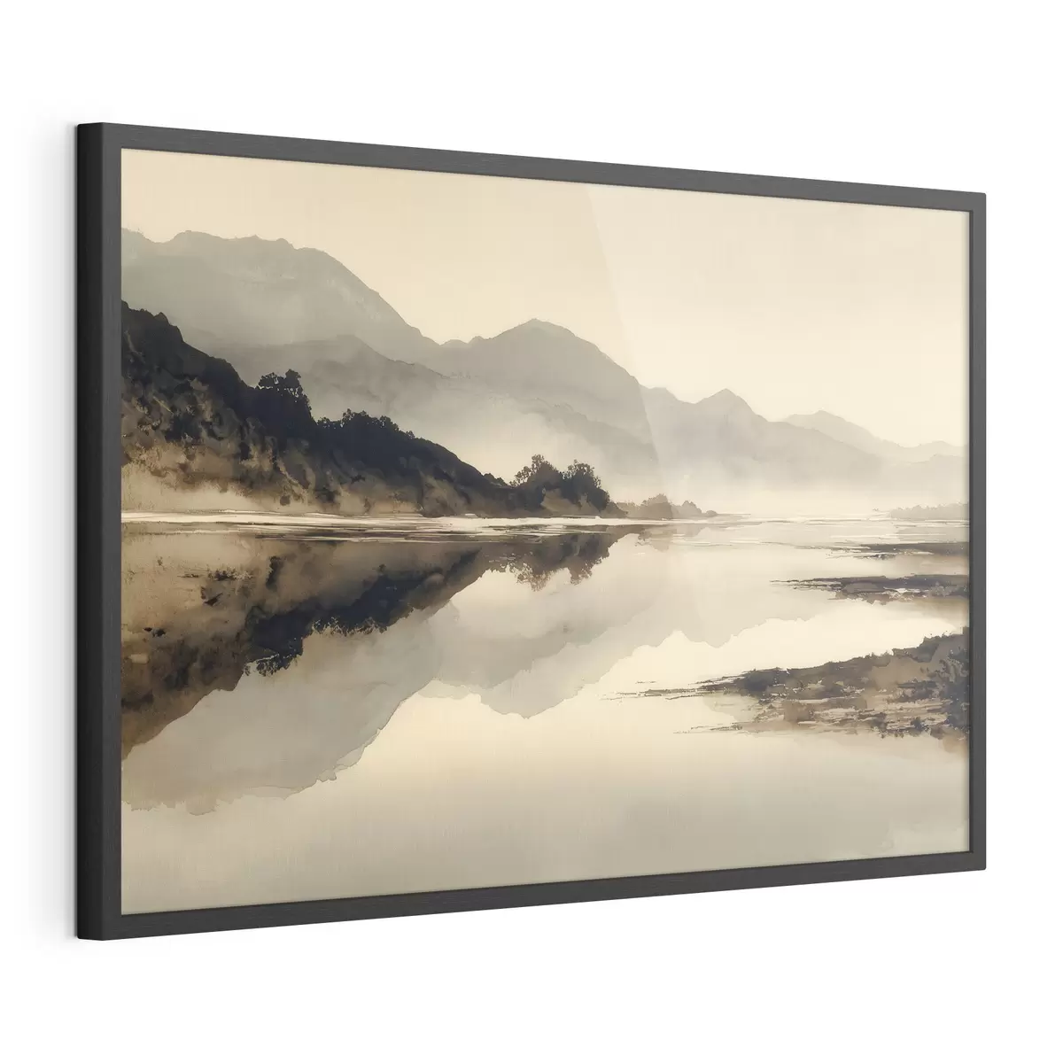 Poster Tranquillo paesaggio montano con riflessi sull'acqua f49185