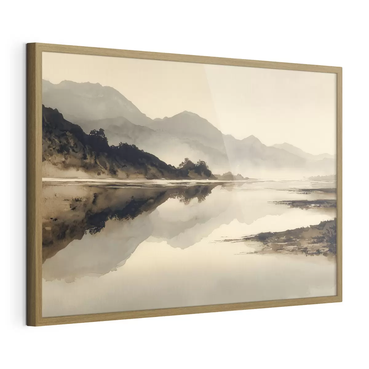 Poster Tranquillo paesaggio montano con riflessi sull'acqua f49185