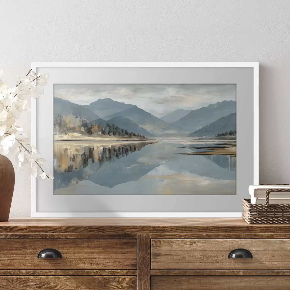 Poster Lago di montagna dai delicati toni blu f49187