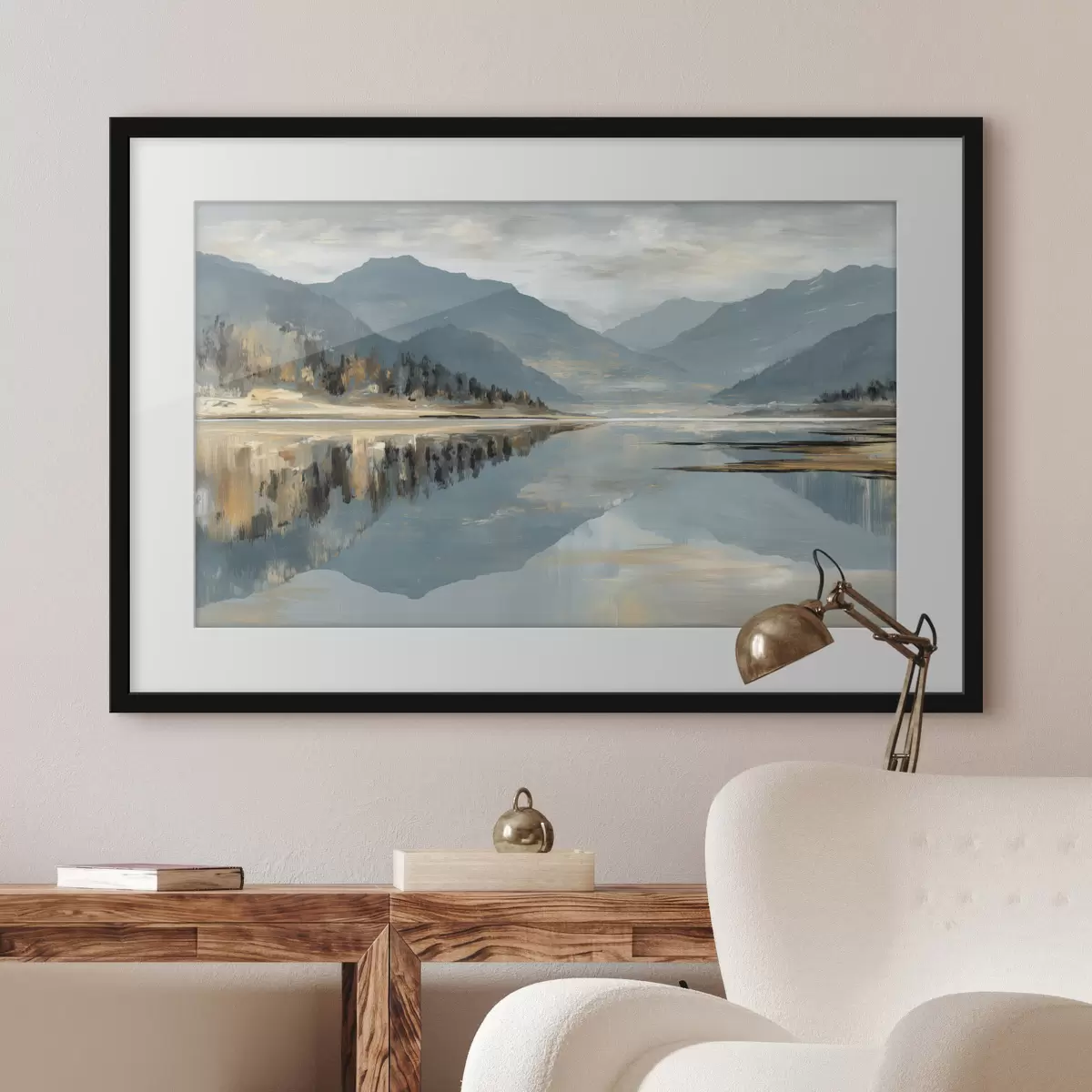 Poster Lago di montagna dai delicati toni blu f49187