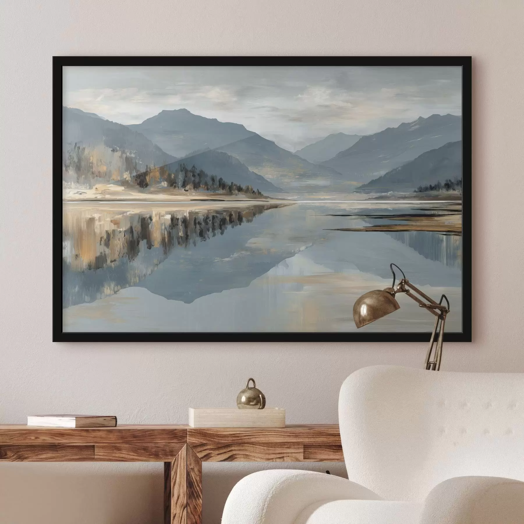 carta da parati Lago di montagna dai delicati toni blu nr. f49187