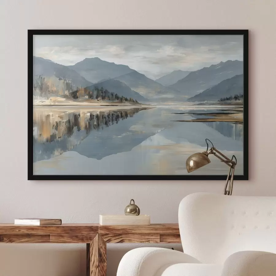 carta da parati Lago di montagna dai delicati toni blu nr. f49187