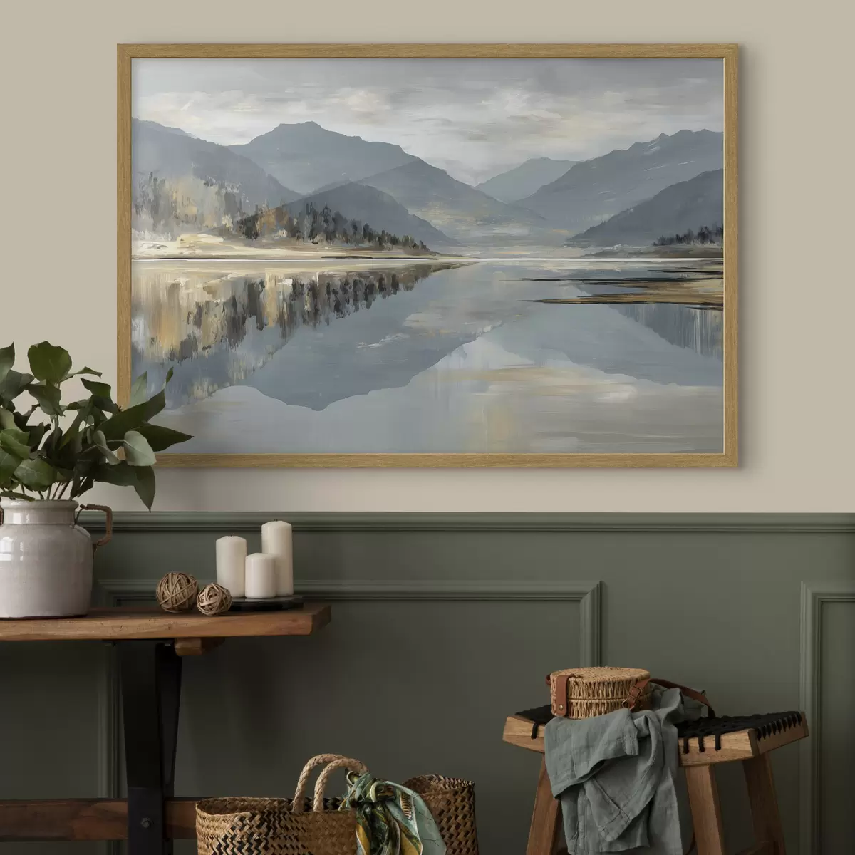 Poster Lago di montagna dai delicati toni blu f49187