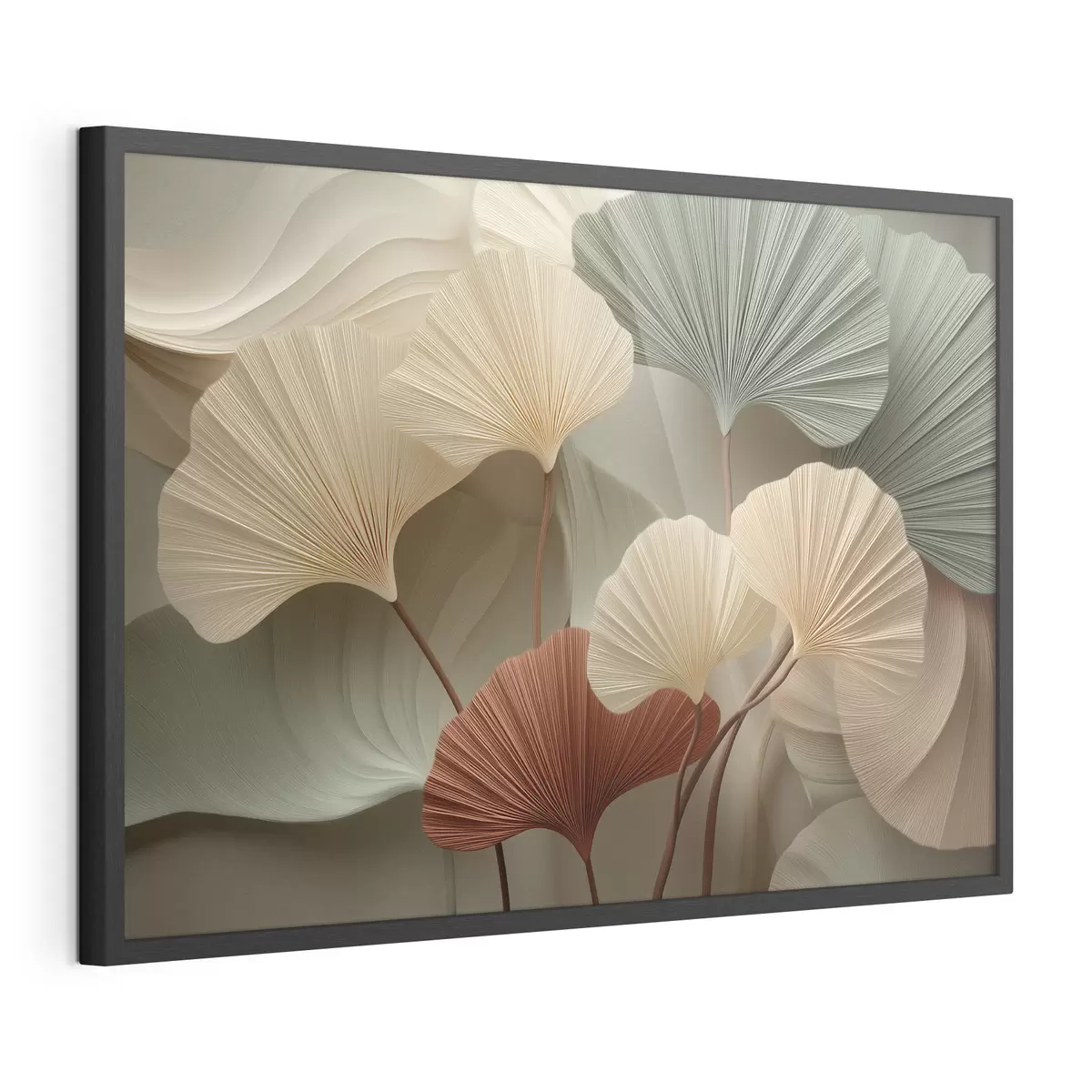 Poster Foglie di ginkgo stilizzate in tenui tonalità pastello f49199