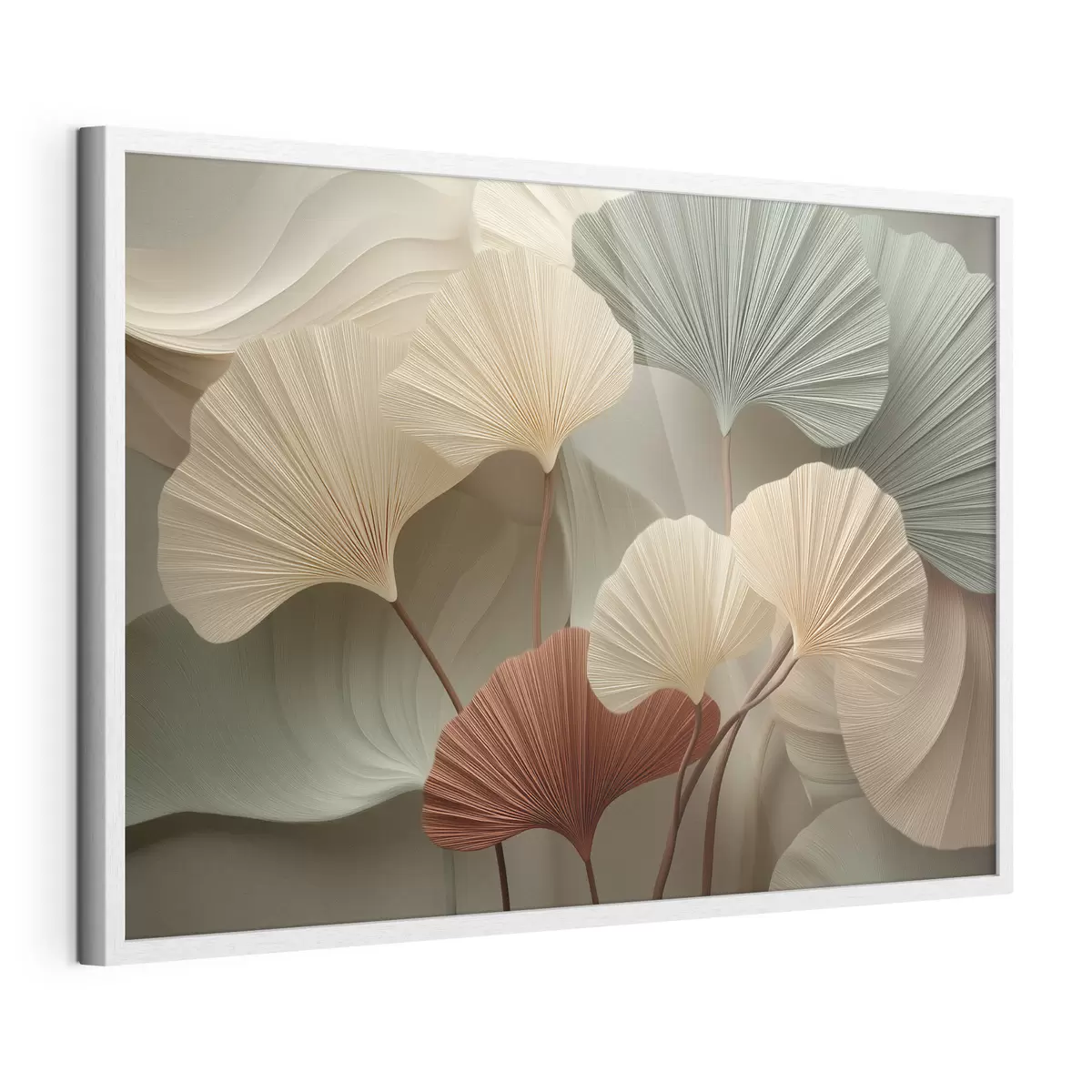 Poster Foglie di ginkgo stilizzate in tenui tonalità pastello f49199