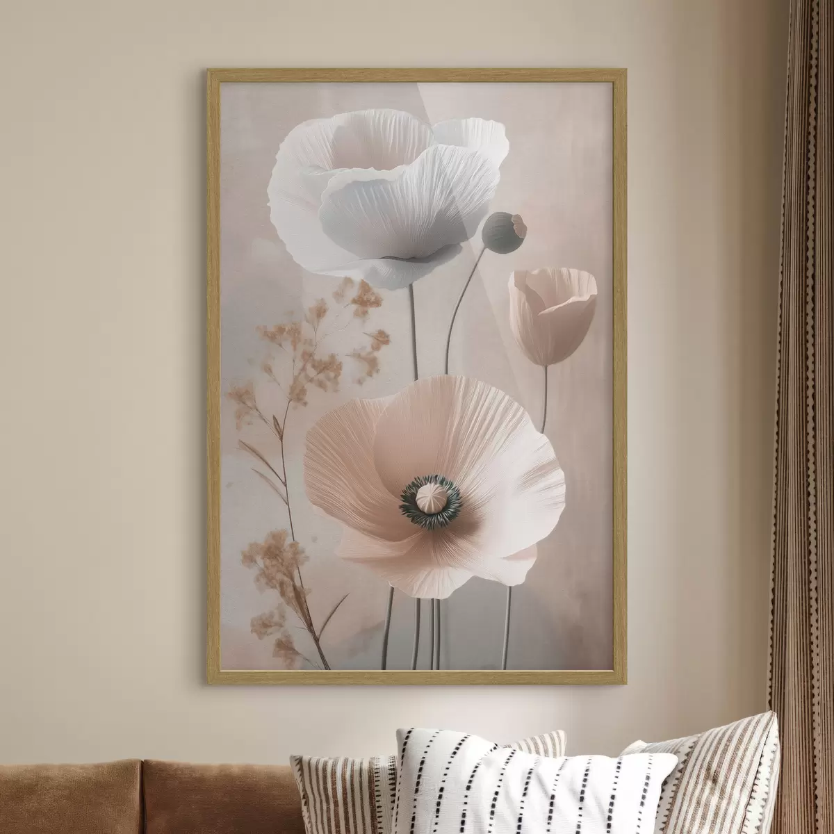 Poster Delicati papaveri con rami secchi f49201