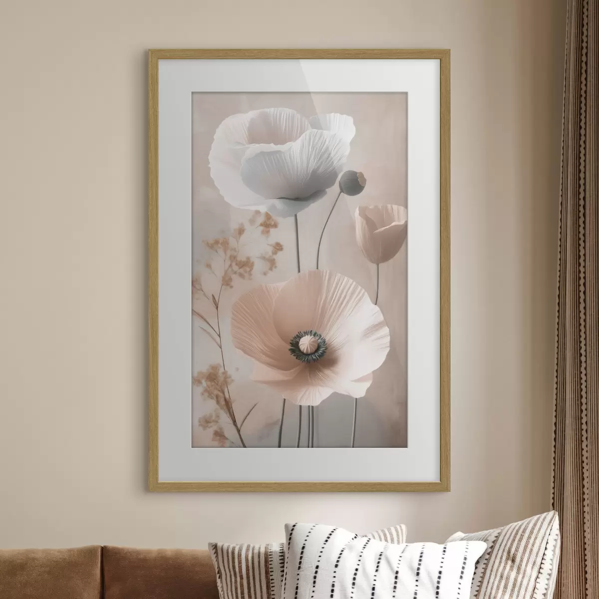 Poster Delicati papaveri con rami secchi f49201