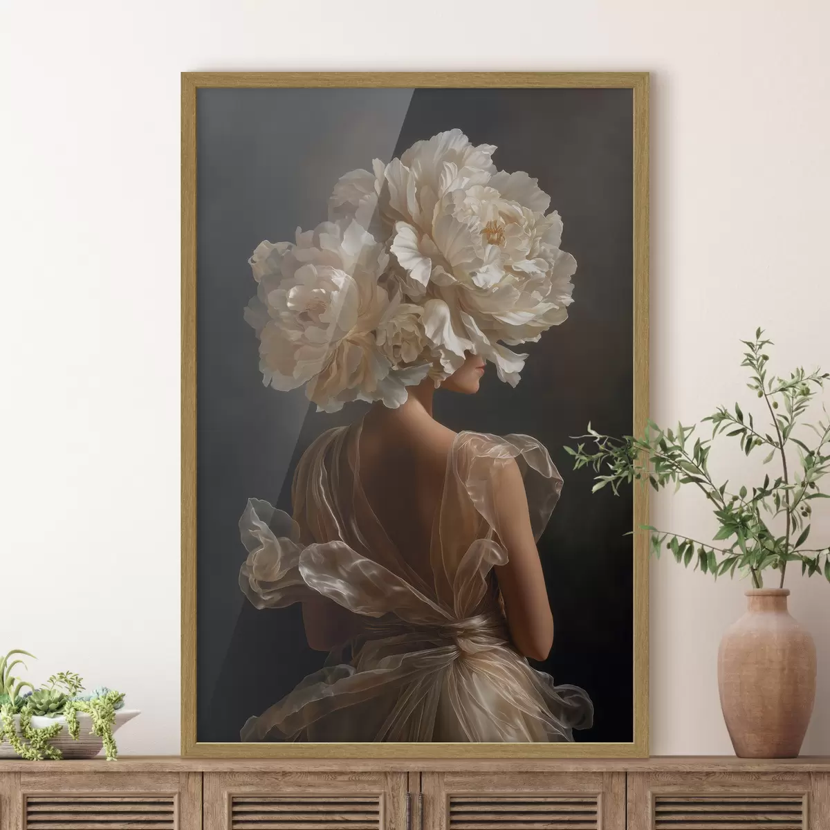 Poster Corona di fiori color crema f49202