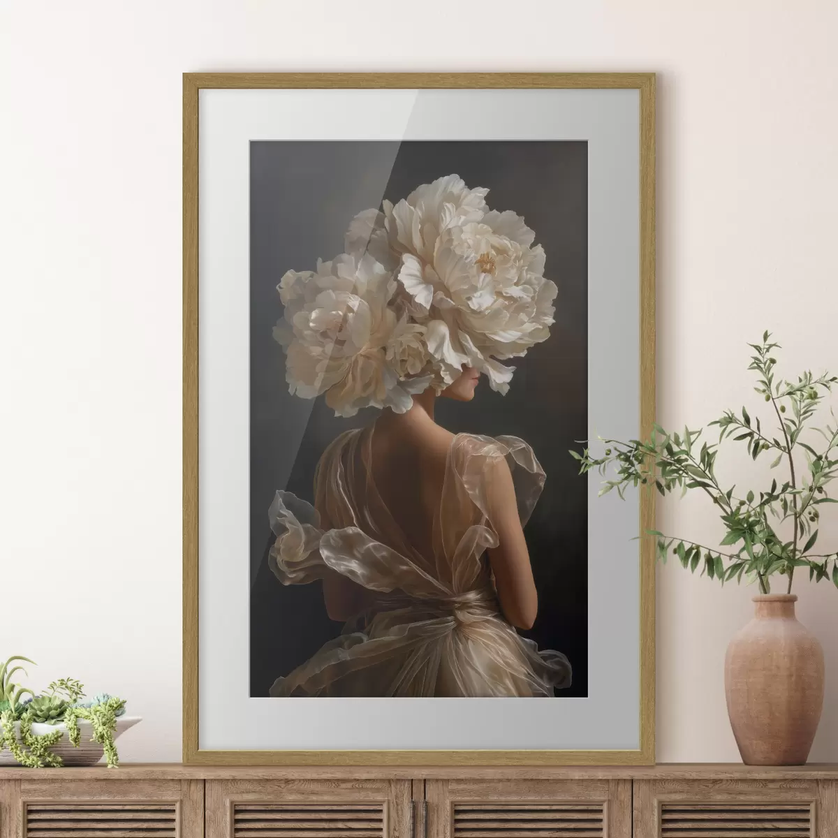 Poster Corona di fiori color crema f49202