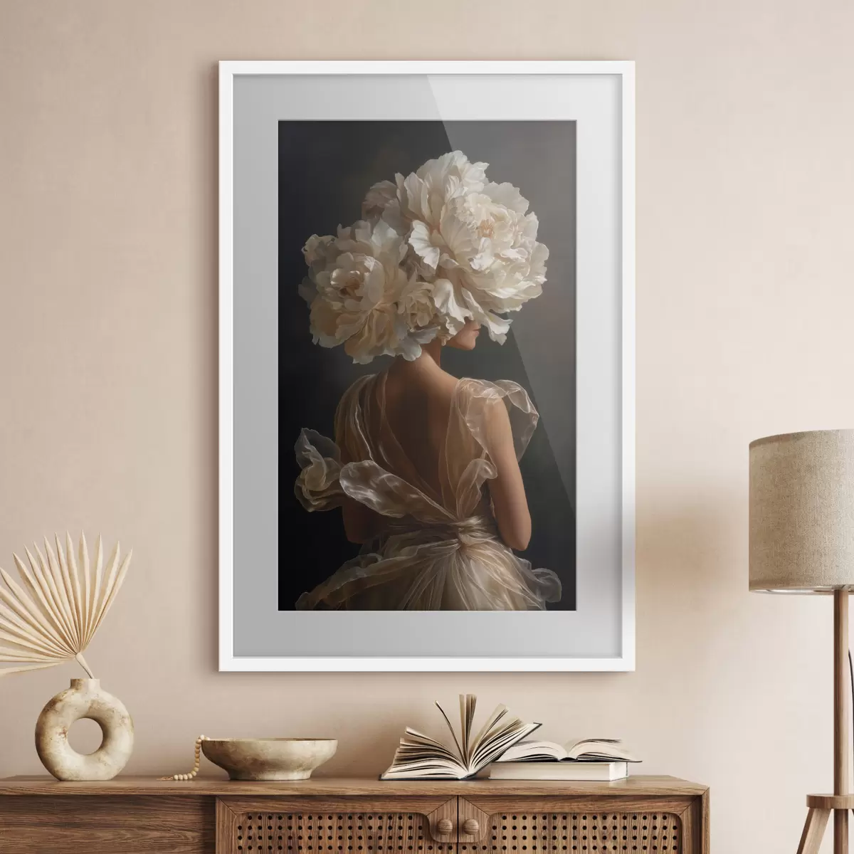 Poster Corona di fiori color crema f49202