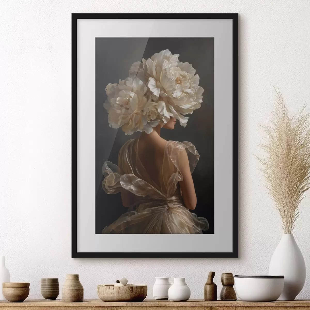 Poster Corona di fiori color crema f49202