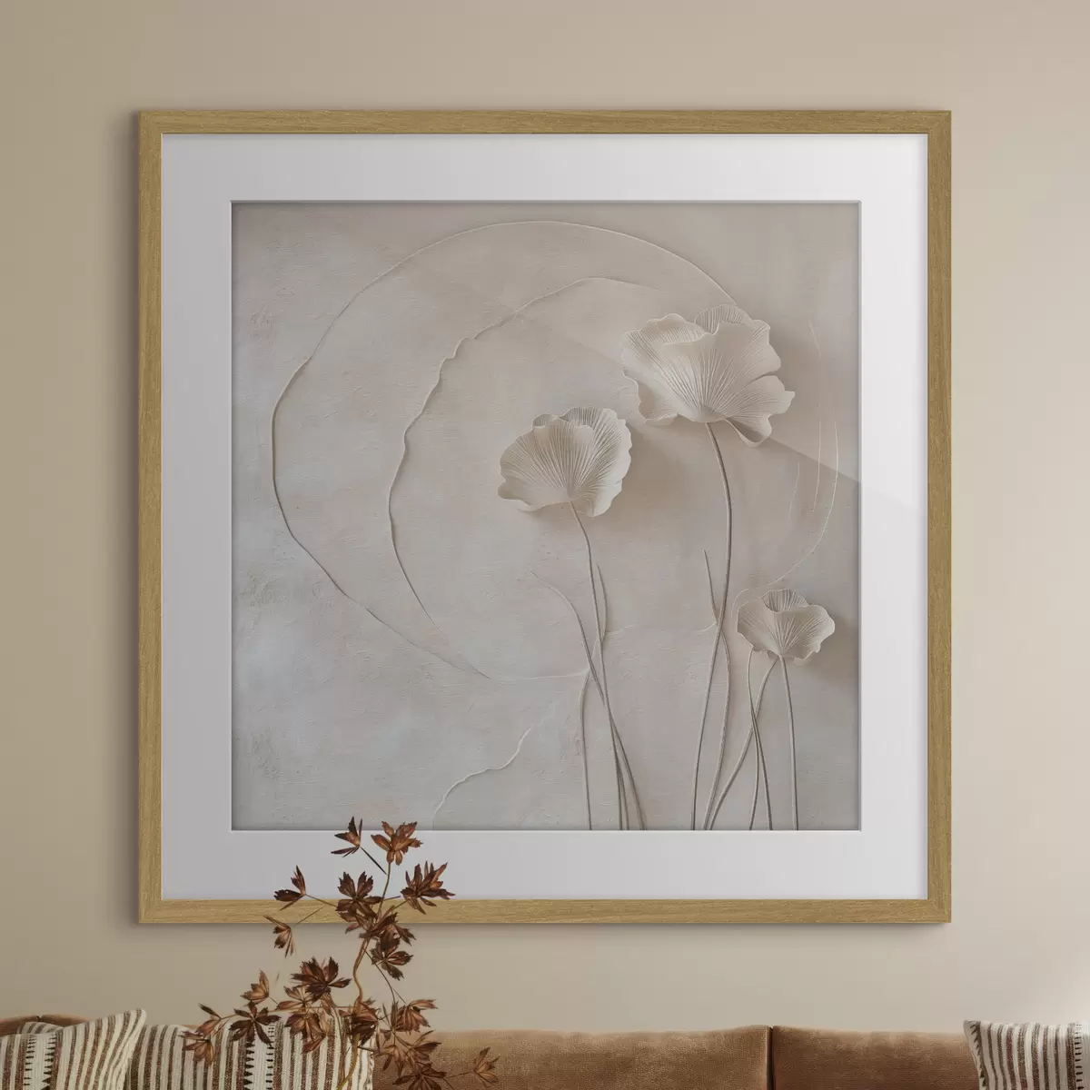 Poster Fiori discreti su uno sfondo dalla trama leggera f49211