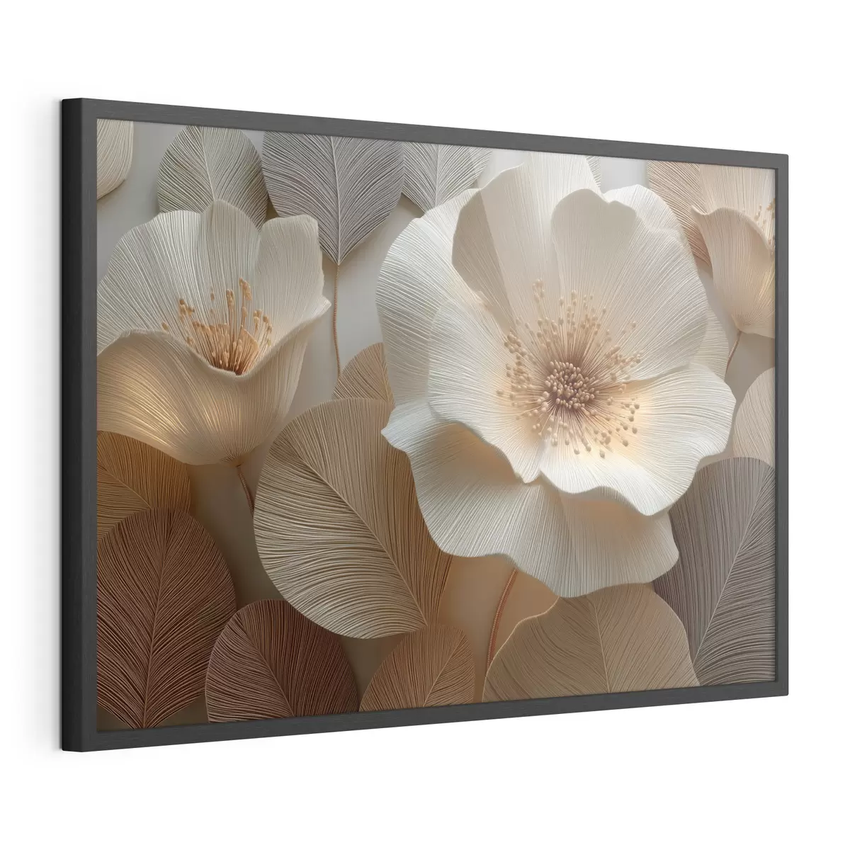 Poster Fiori e foglie disposti a strati nei toni caldi f49218