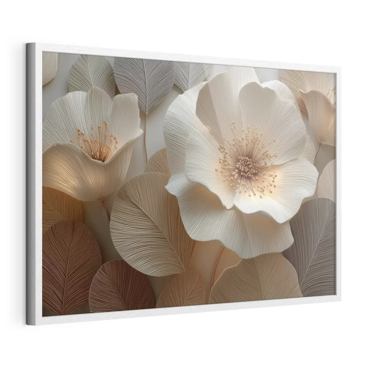 Poster Fiori e foglie disposti a strati nei toni caldi f49218