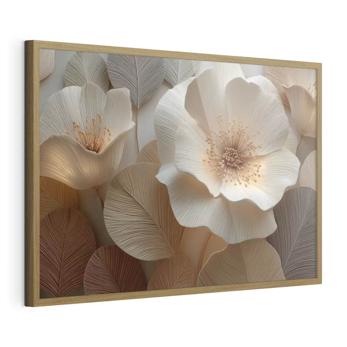 Poster Fiori e foglie disposti a strati nei toni caldi f49218