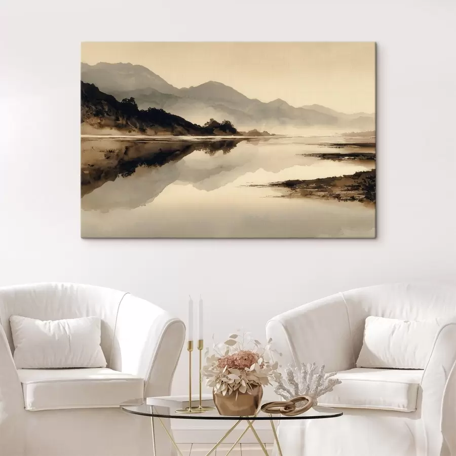 carta da parati Tranquillo paesaggio montano con riflessi sull'acqua nr. s49185
