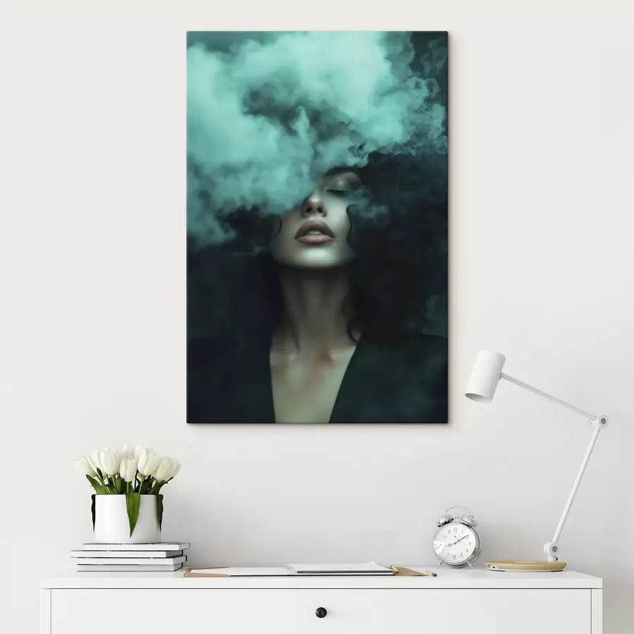carta da parati Ritratto di donna in una nebbia turchese nr. s49219