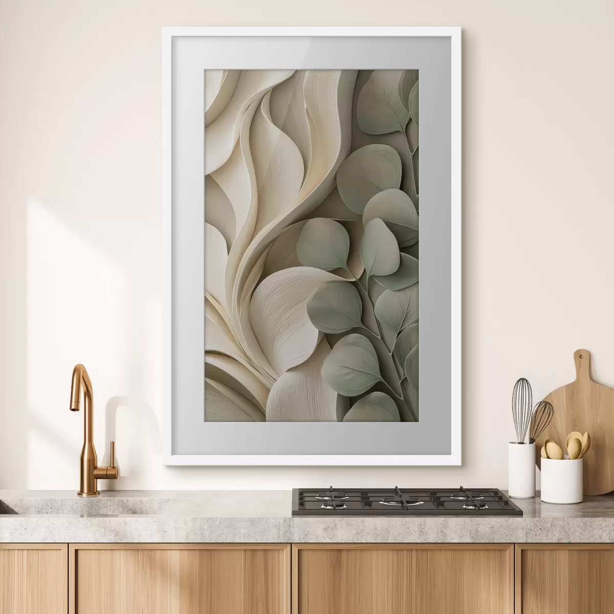 Poster Astrazione con un ramo di foglie f49122