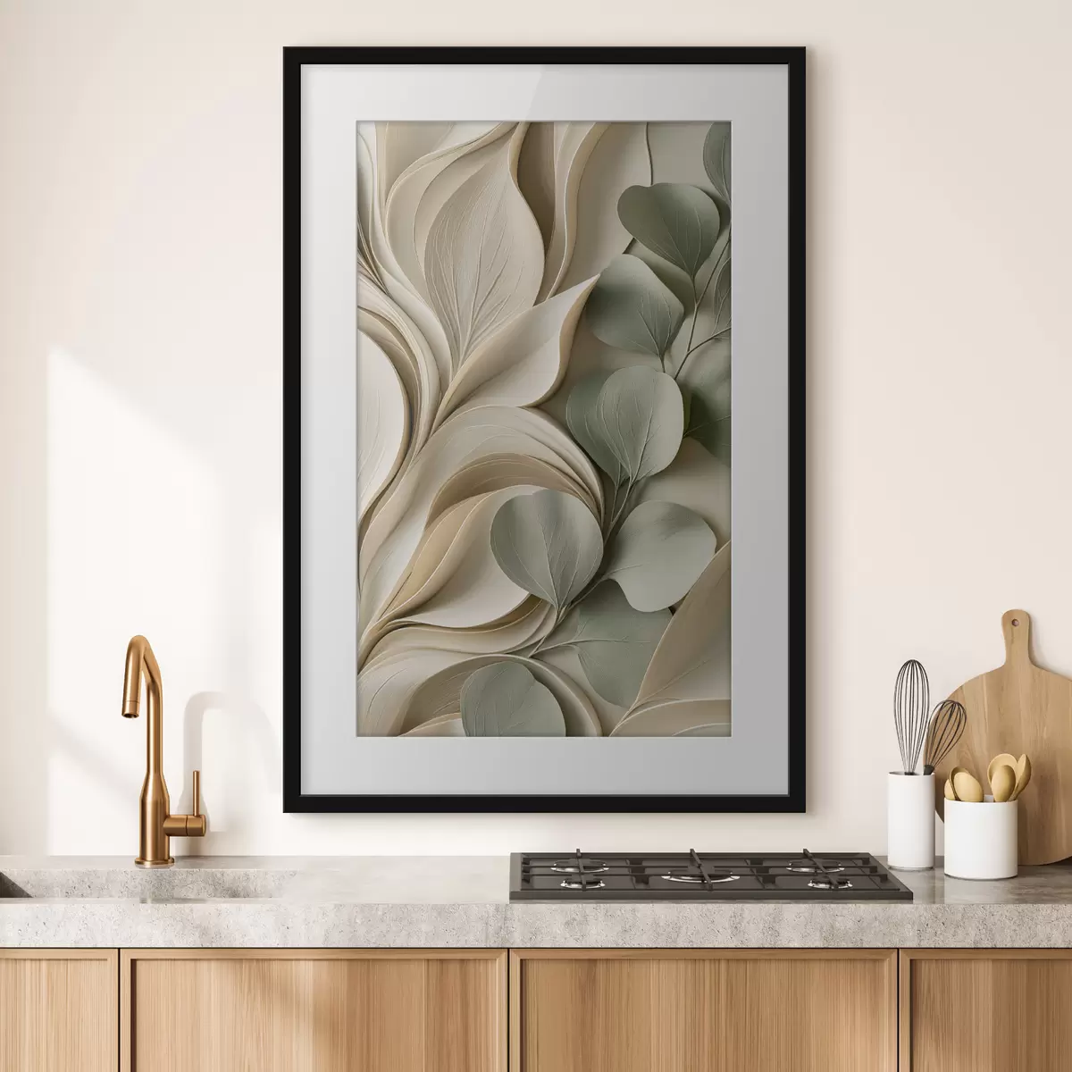 Poster Astrazione con un ramo di foglie f49123