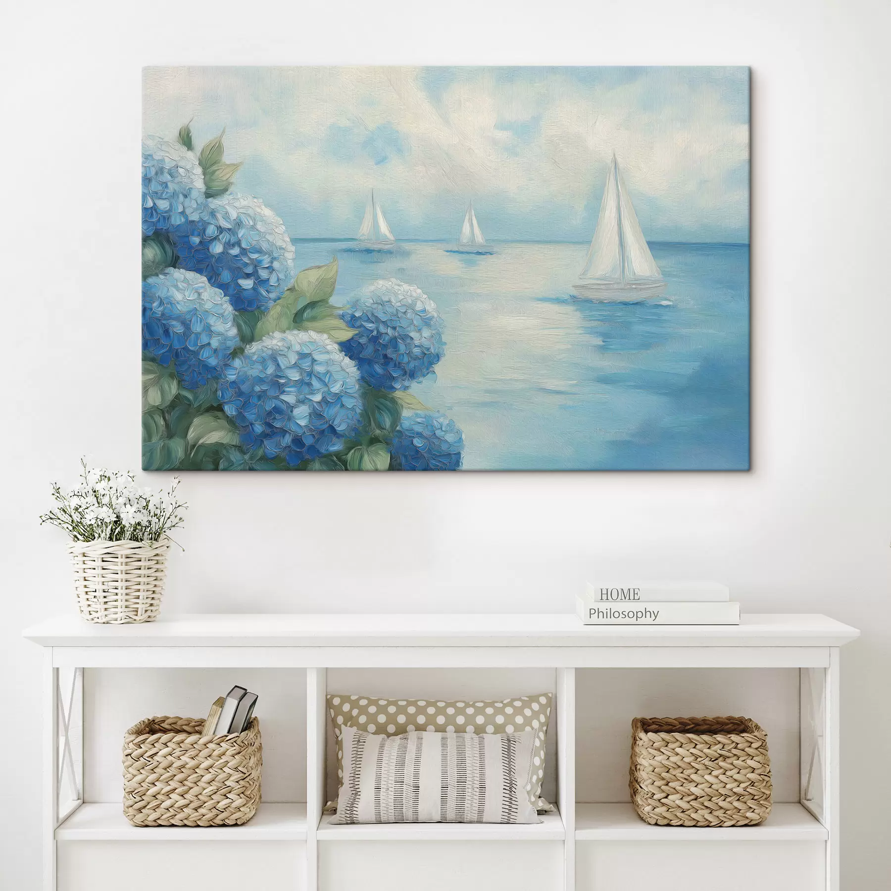carta da parati Paesaggio marino con ortensie nr. s49276