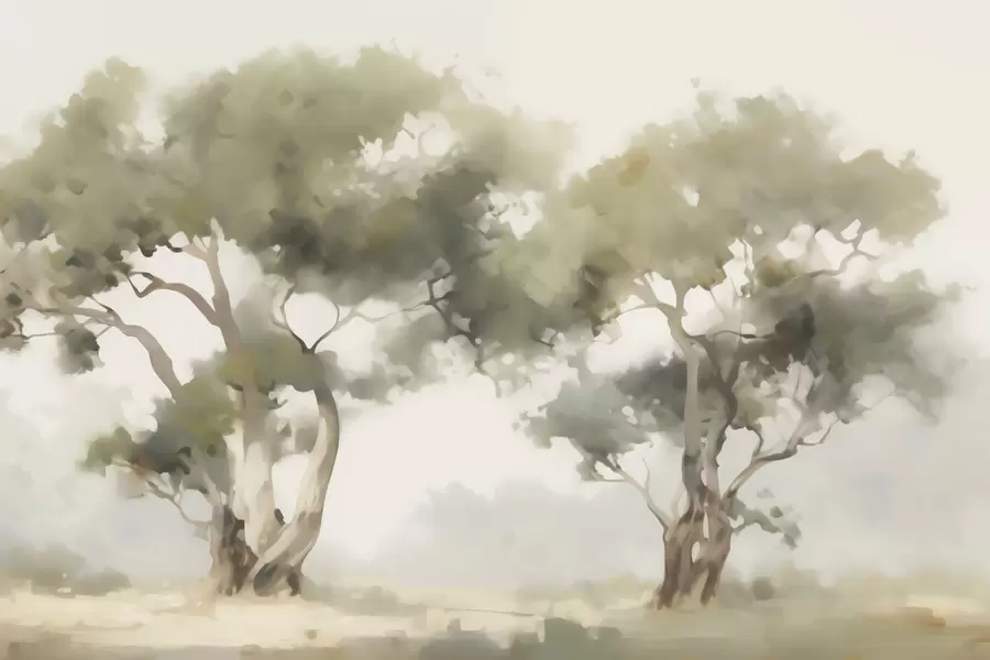 Carta da parati nature Alberi astratti imitazione della pittura 