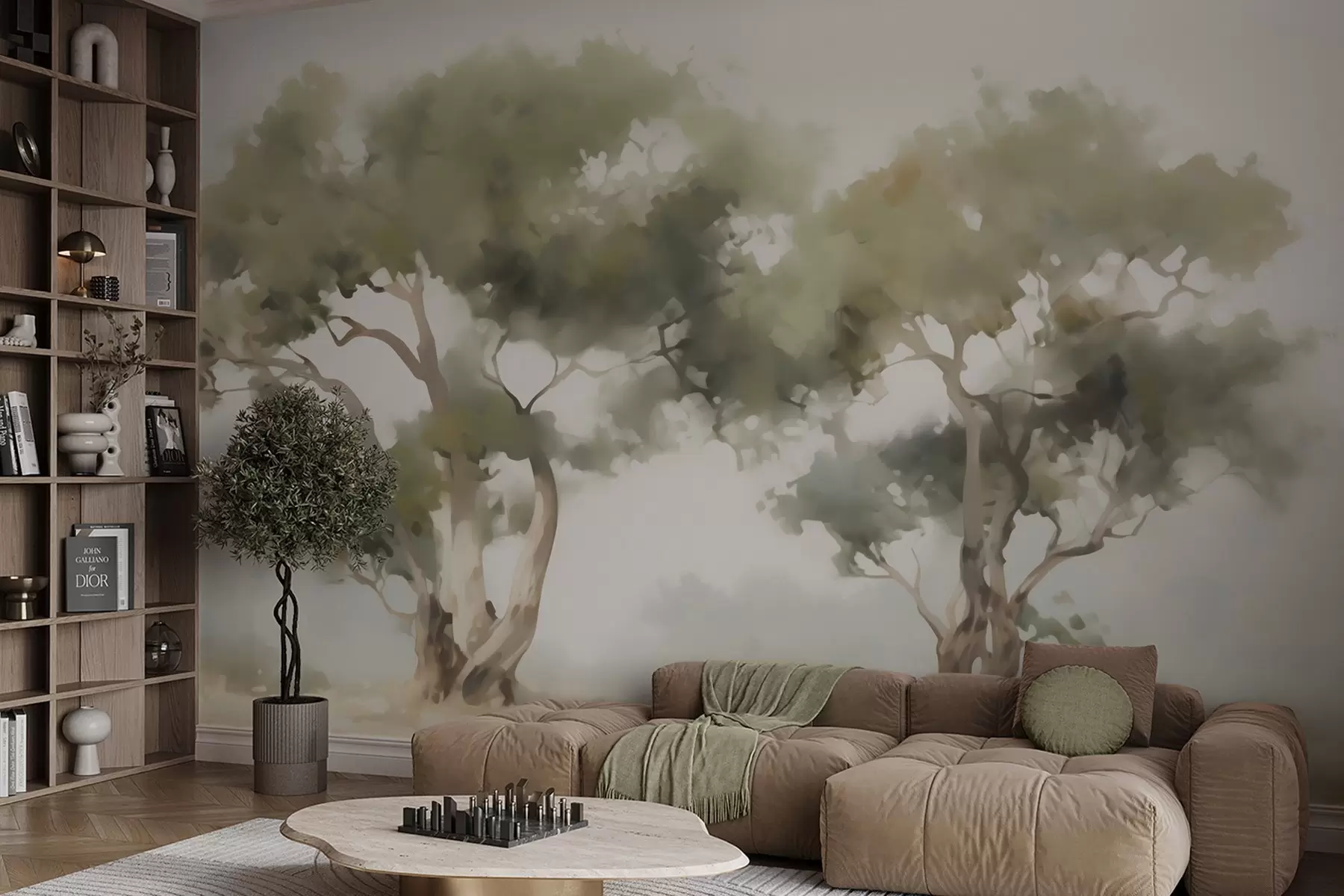 Carta da parati nature Alberi astratti imitazione della pittura 