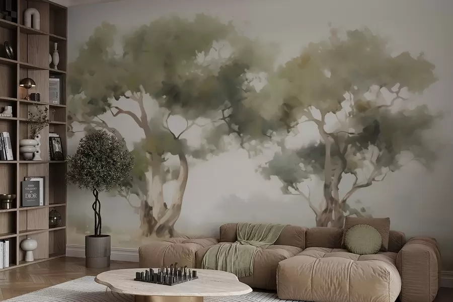 Carta da parati nature Alberi astratti imitazione della pittura 