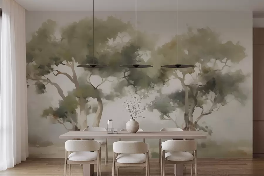 Carta da parati nature Alberi astratti imitazione della pittura 