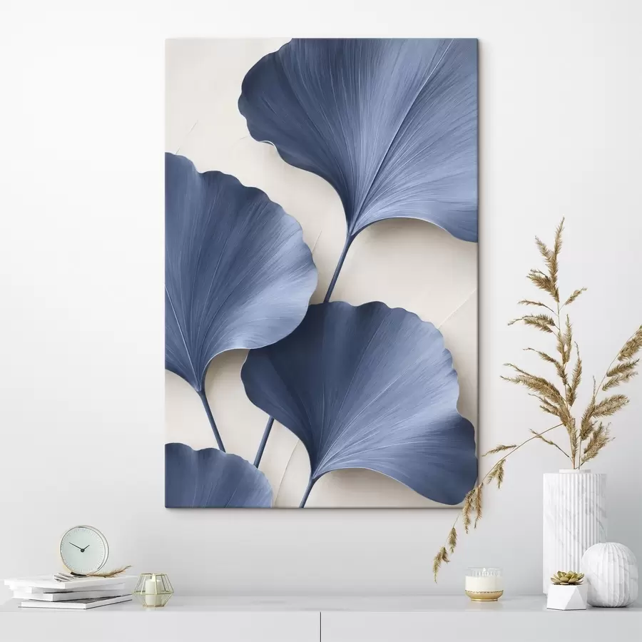 carta da parati Foglie di ginkgo su un ramo, immagine piatta con effetto di profondità e volume nr. s49297