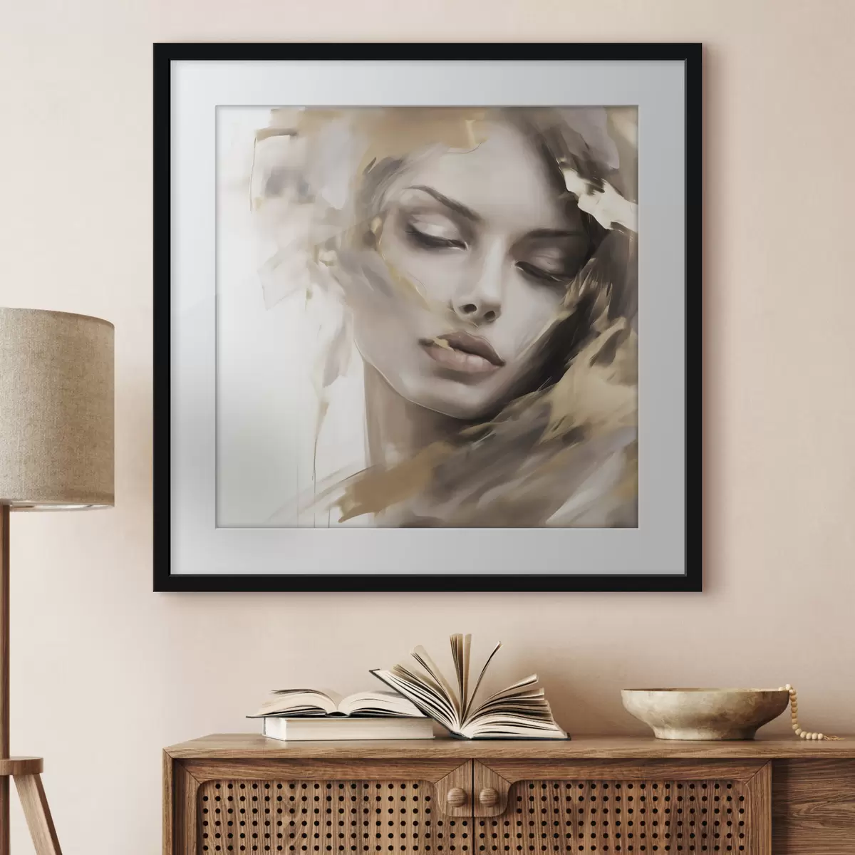 Poster Ritratto astratto di una ragazza, imitazione di un dipinto f49131