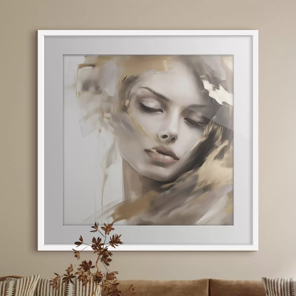 Poster Ritratto astratto di una ragazza, imitazione di un dipinto f49131