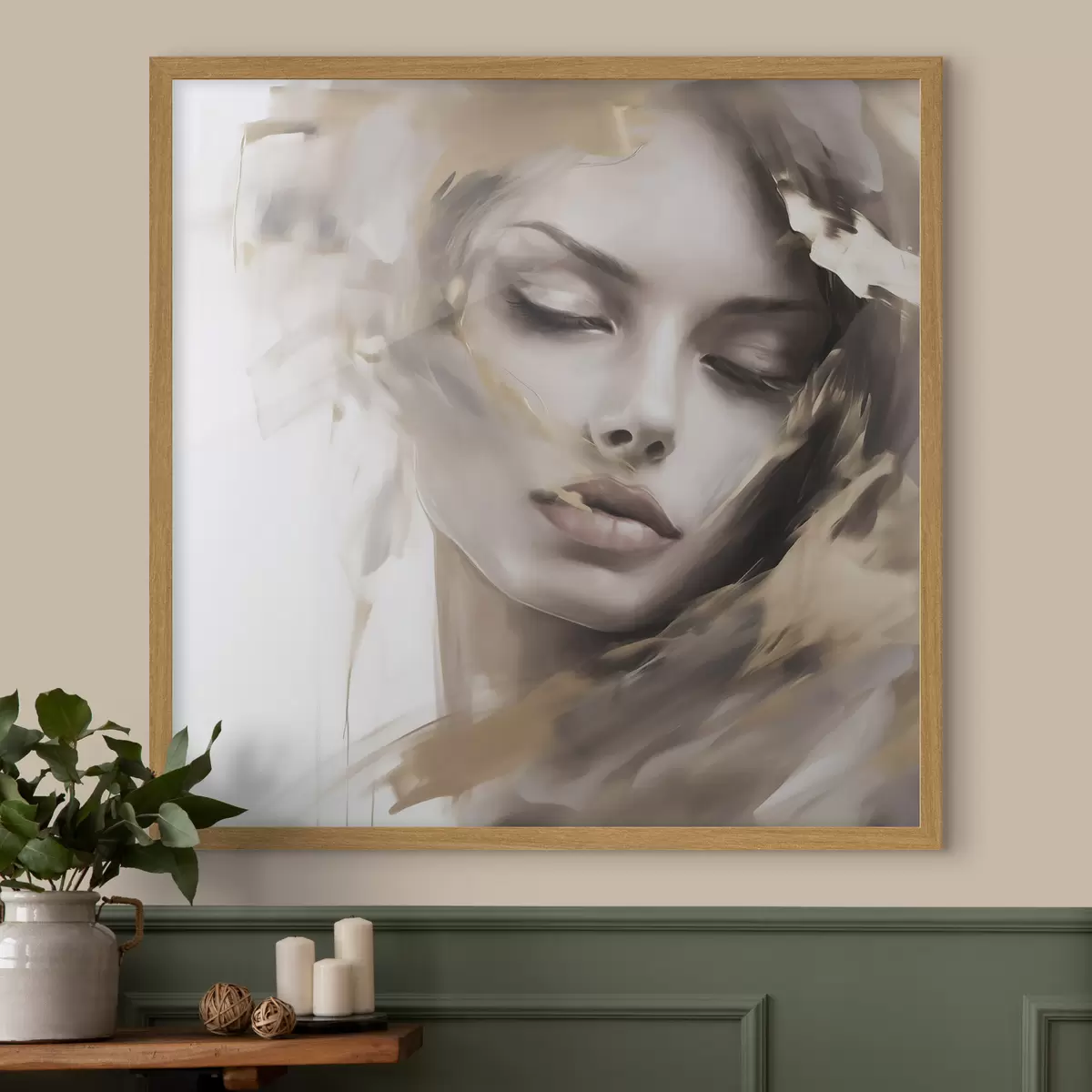 Poster Ritratto astratto di una ragazza, imitazione di un dipinto f49131